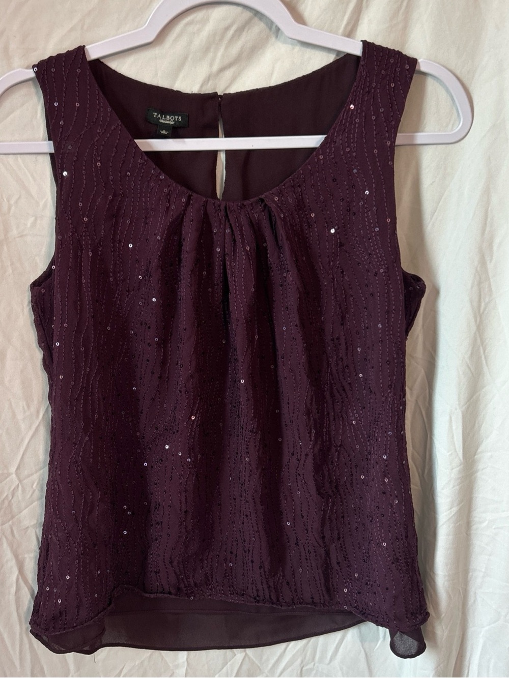 Talbots Plum Sequin Scoop Neck Camisole